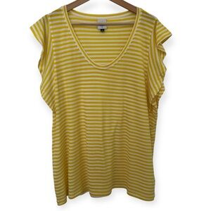 CAbi Yellow Striped Blouse